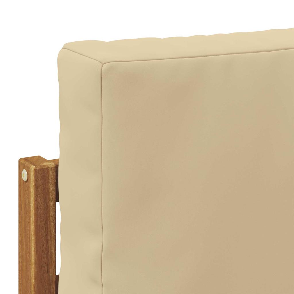 Outdoor Corner Sofa Set 7 pcs Natural Solid Acacia Wood and Polyester