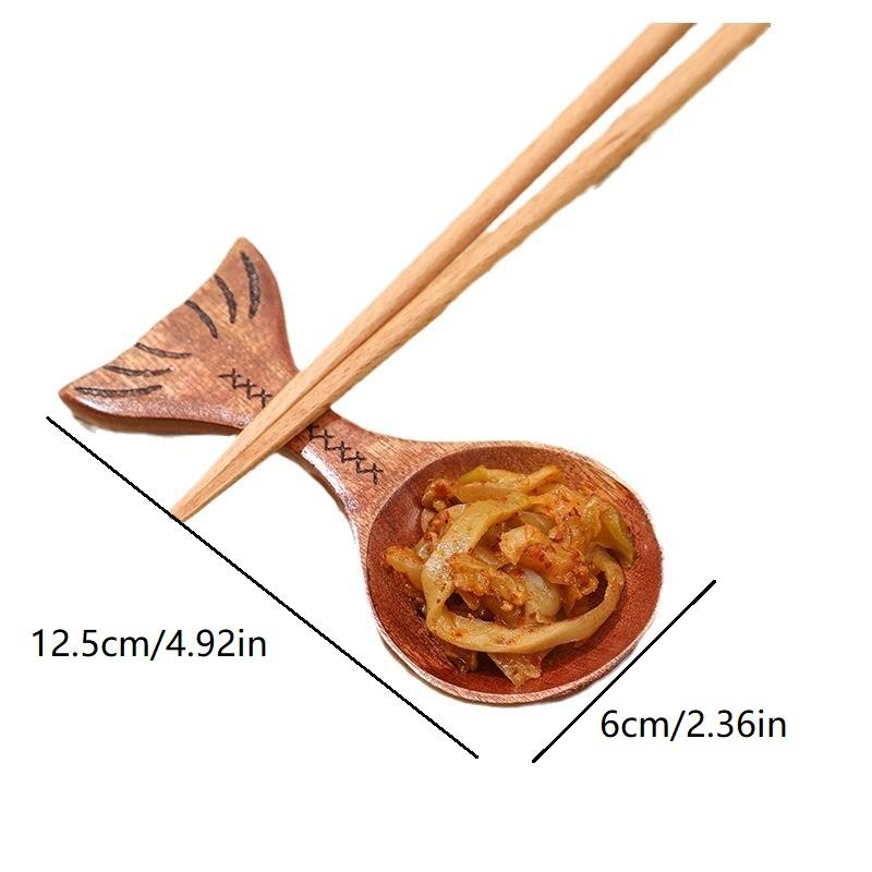 Creative Fish Wooden Spoon Measure Bean Spoon Milk Powder Spoon Sauce Small Dish Ice Cream Scoop Seasoning Dish