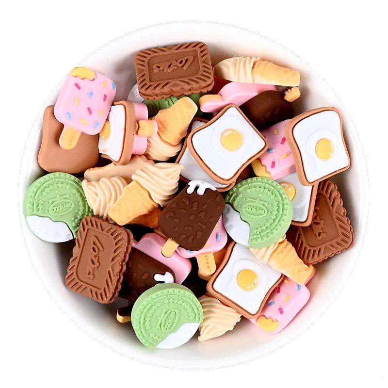 10 sztuk Kawaii mieszane sztuczne ciasteczka ciastka ozdoby DIY spinka do włosów biżuteria rzemiosło żywiczne obudowa telefonu akcesoria dekoracyjne-&-*-&&-
