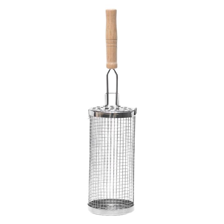 

Professional Stainless Steel Rotating Grill Cage Basket With Heat Resistant Wood Handle For Outdoor Barbecue Camping S