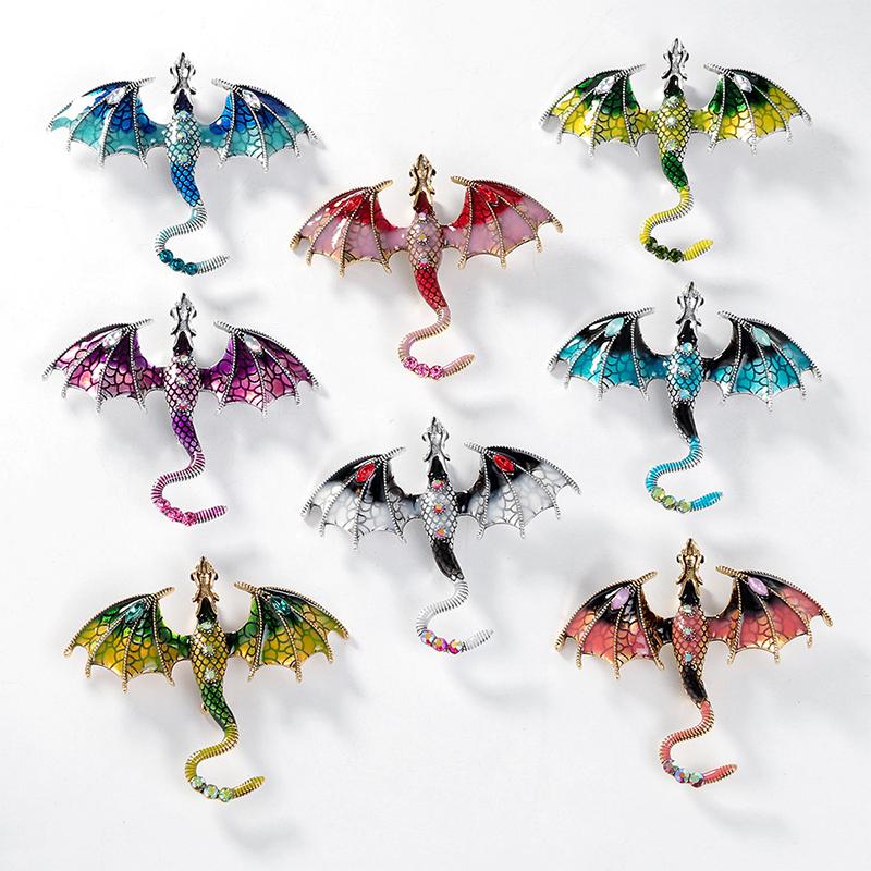 1PC Jewelry Gorgeous Brooch Gift Dragon Design Shining Pin Luxury Rhinestones Fashion Clothing Accessories Cool Multicolor