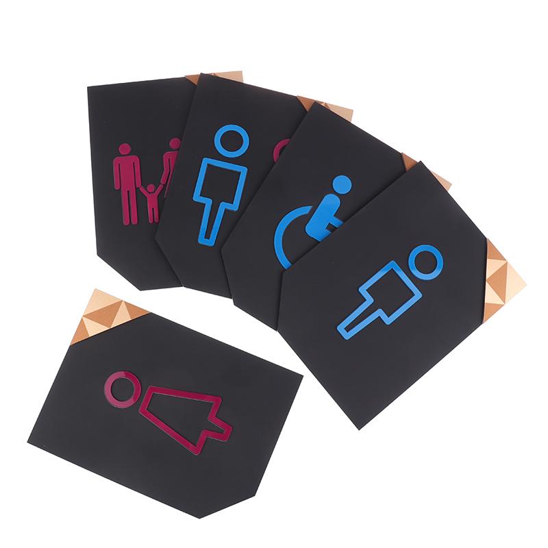 Bathroom Instruction Sign Restroom Signage Wc Wall Sticker Hotel Restaurant Public Shope Toilet Signage