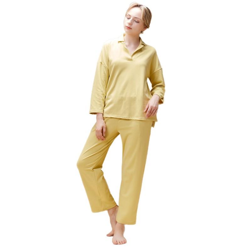 Par Pyjamas Sæt V-hals Langærmet Tyk Varm Loungewear Mænd Kvinder