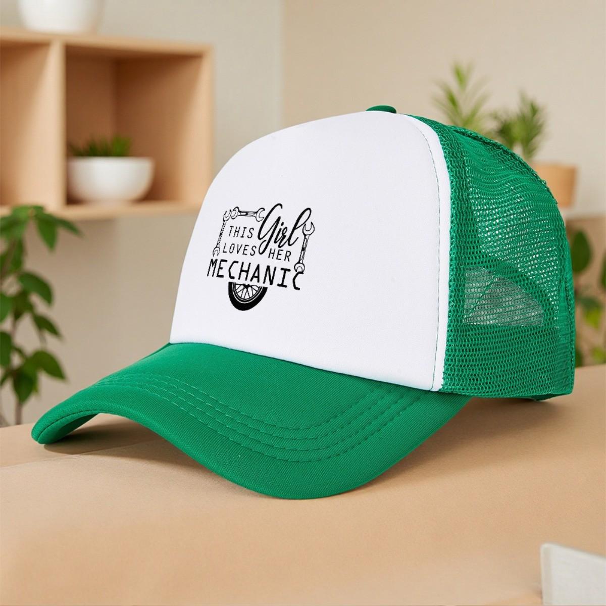 Mechanic Girl Loves Her Mechanic Trucker Hat Breathable Mesh Adjustable Baseball Cap for Adults One Size