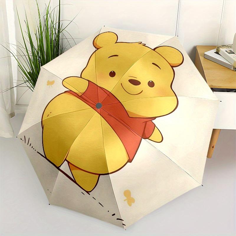 Winnie the Pooh, Honey Bear Automatic Opening and Closing Umbrella - 8 Ribs Portable Folding Umbrella with Plastic Handle, Suitable for Leis