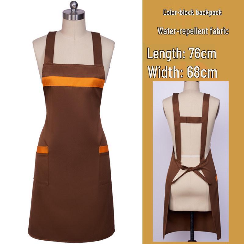 Waterproof Logo Printed Women's Catering Waist Apron - Oil-Proof for Kitchen & Supermarket.