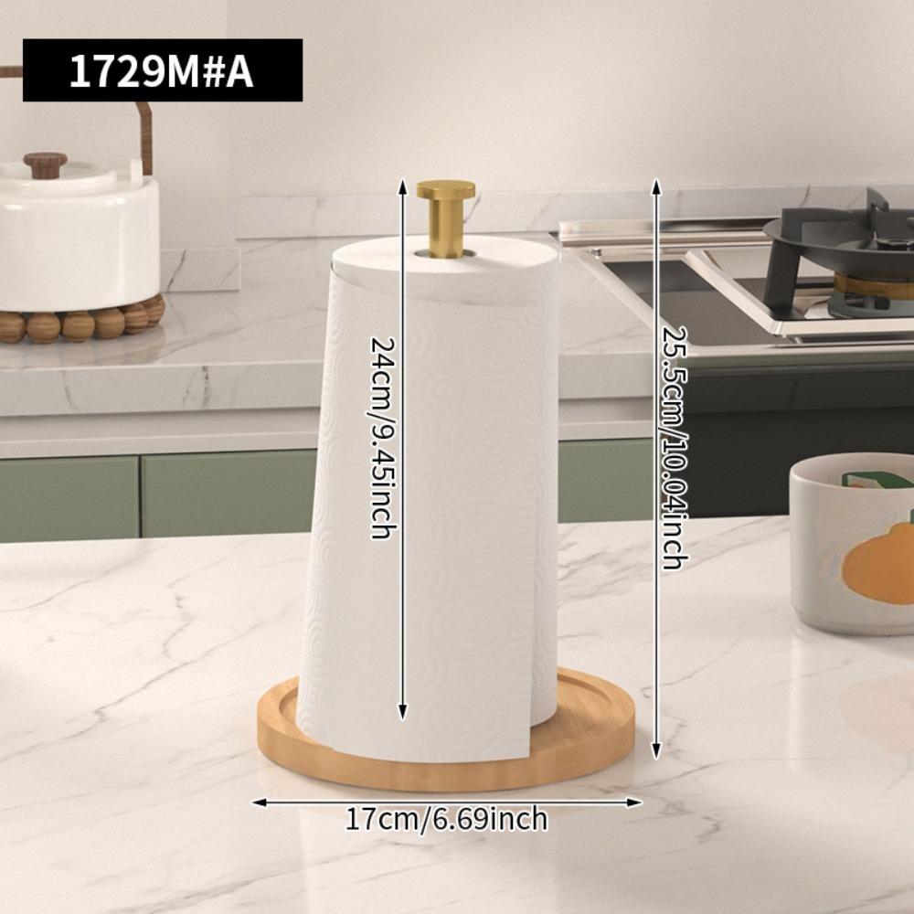 Modern Wooden Base Kitchen Paper Roll Holder Anti-Skid Desktop Roll Paper Holder Cling Film Holder Kitchen