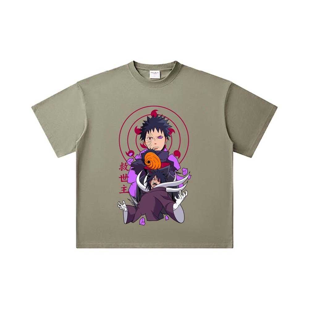 260 GSM Double Yarn 32 Count 100% Cotton Naruto V14 Obito Print Unisex Heavy Cotton T Shirt