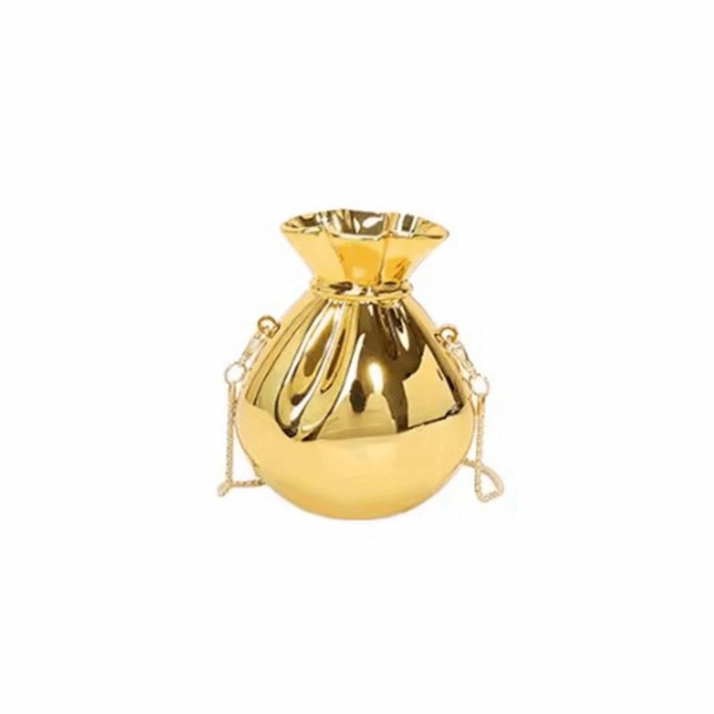 

Luxury Elegant Acrylic Chain Handbag Magnetic Clasp Gold Bottle Shape Evening Bag Solid Color Silver Women Clutch Purse Dinner золотой