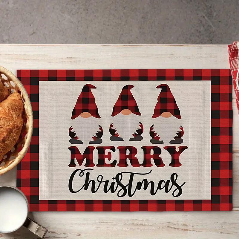 Weihnachts-Platzsets Baum-Muster Tischsets Hitzebeständige Leinen-Platzsets für Esszimmer- und Küchendekor für Festtagsmahlzeiten, Zusammenkünfte, Partytisch
