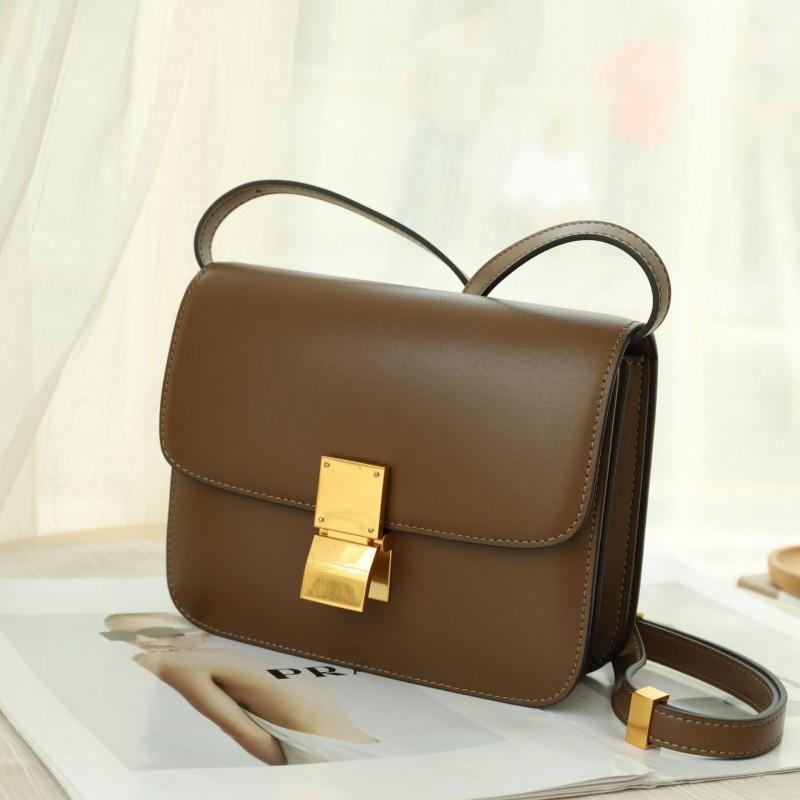 High-end Fashionable Small Square Bag Genuine Leather Women's Trendy Retro Tofu Box Cross-slung