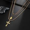 Salircon 3Pcs/Set Fashion Creative Gold Color Jesus Cross Pendant Necklace Men Hip Hop Twisted Adjustable Clavicle Chain Jewelry