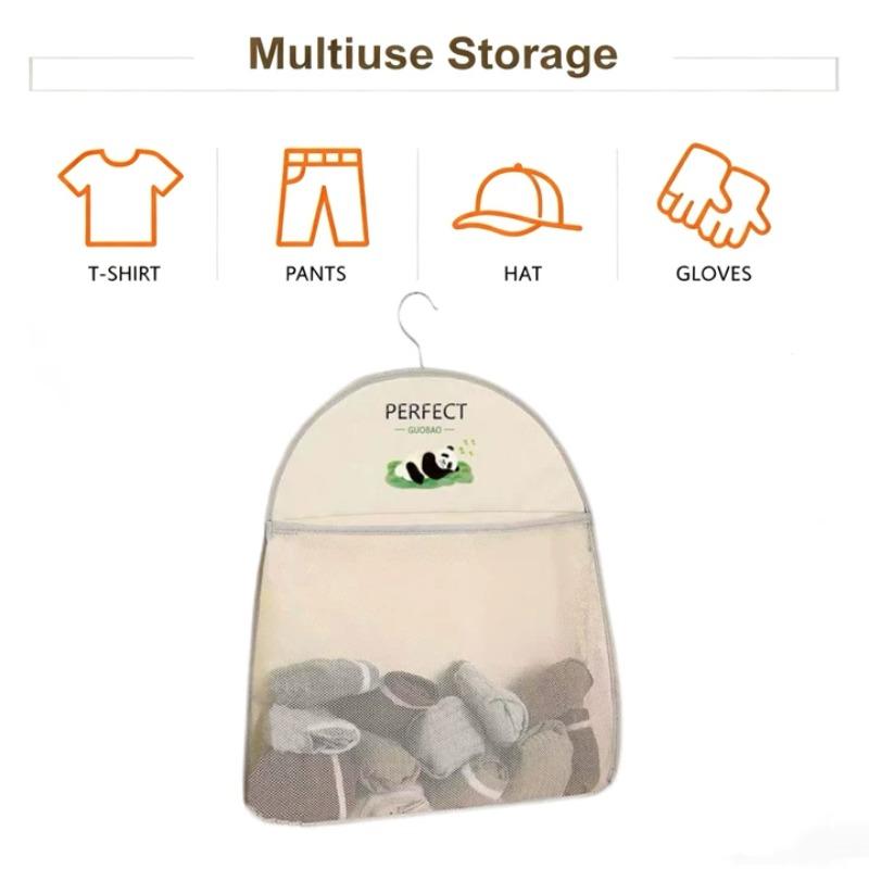 

3 Layers Clothes Storage Bag Hanging Organizer for Underwear Socks Multi Purpose Polyester Mesh Wardrobe Hanging Pockets