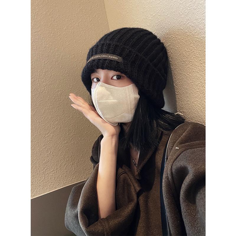 Loose Big Head Knitted Hat for Women In Winter Wool Hats In Autumn and Winter Warm Suitable for Round Face Showing Small Piles of Hats
