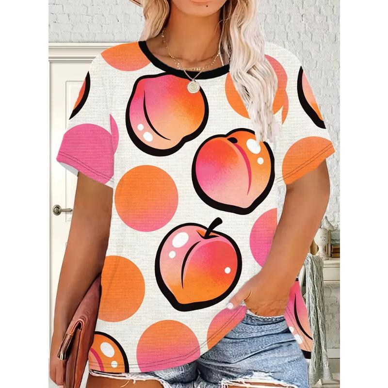Fashion Women's Crew Neck Short Sleeve 3D Casual Color Printing Casual Short Sleeve Crew Neck T-Shirt
