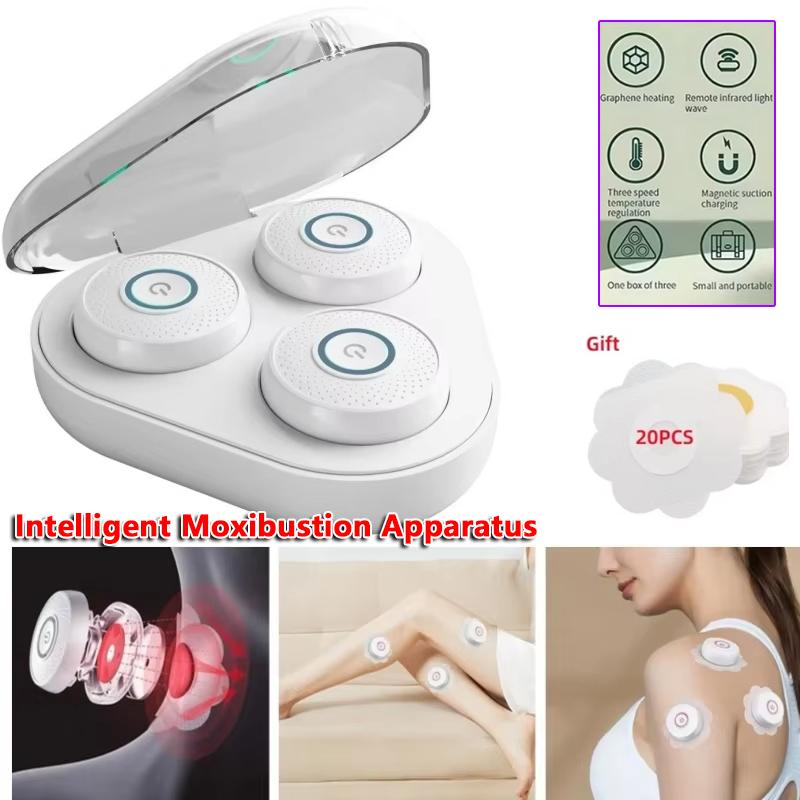 Electric Moxibustion Tool Smokeless Intelligent Quick Heat Professional 3 Gears Portable Massager Relieve Fatigue W/3 Heads