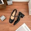 Grape mother spring new Mary Jane shoes women wear high-end thick heels single shoes one-word belt uniform high heels