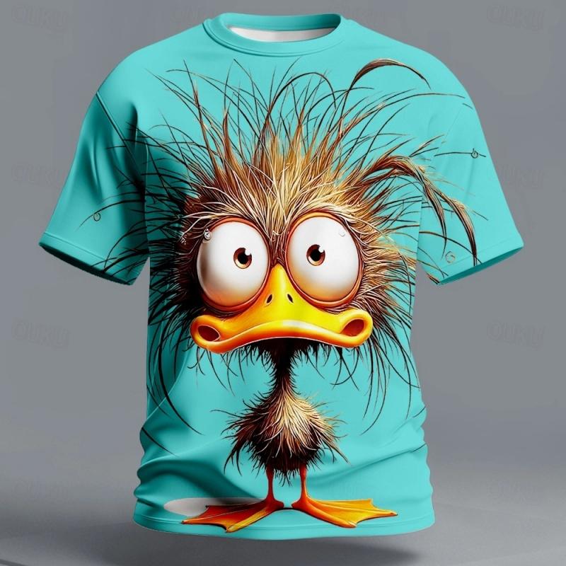3D Printed Funny Duck T Shirt For Kid Cartoon Animal Pattern T-Shirts Summer Fashion O-Neck Loose Tops Street Short Sleeve Tees