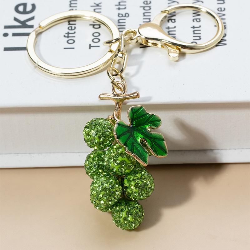 Creative Cherry Grape Keychain Simulation Fruitage Alloy With Rhinestone Key Chain Bags Pendants