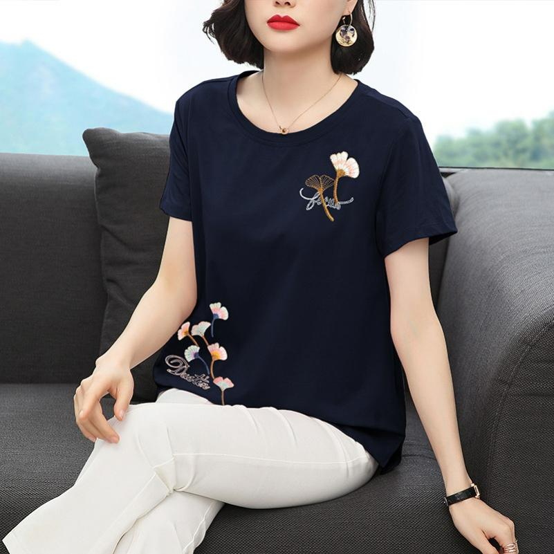Mother Summer Short-sleeved Blouse Fashion Casual Large Size Women's Summer T-shirt Blouse