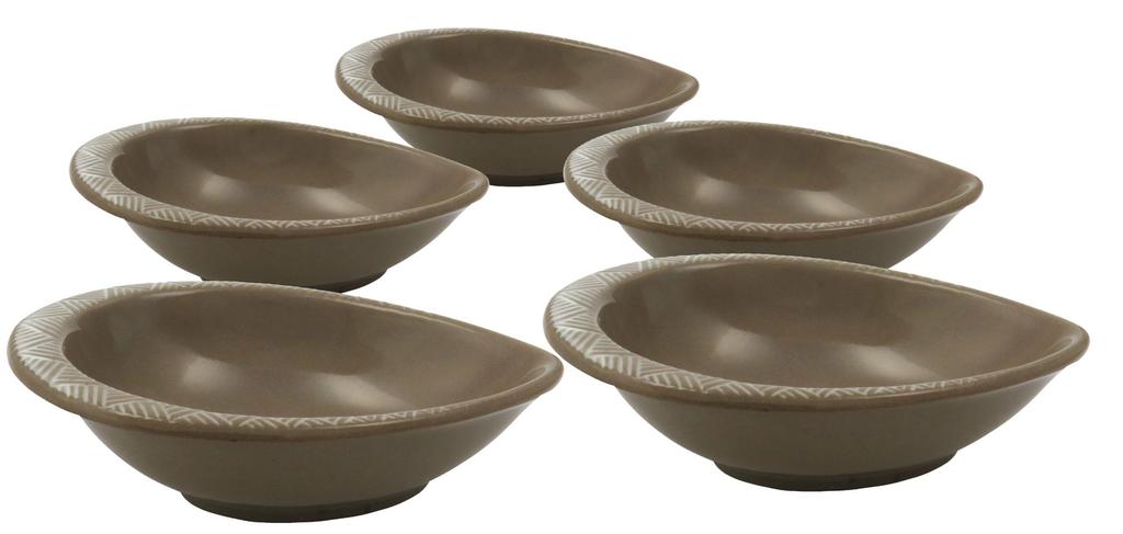 Santo Banko Ware Ginpo Hana Mishima Small Rice Bowl Saucers, Set of 5, Made In Japan, 20033-5