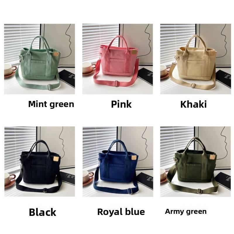 Canvas Tote Bag For Women With Zipper Pocket Casual Street Fashion Daily Use