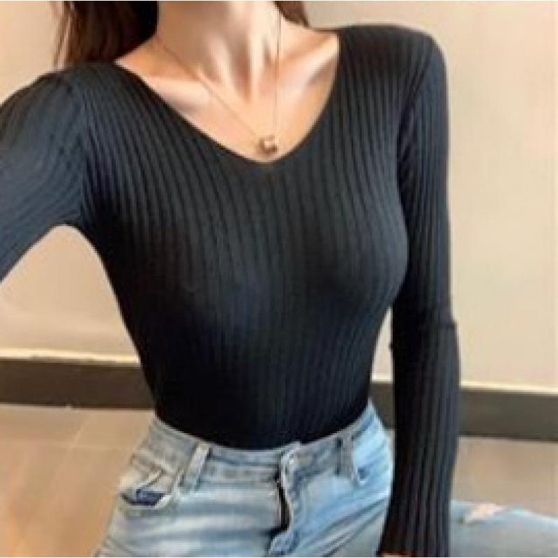 Bottom shirt, women's new autumn and winter, with knitted top inside, slim-fitting and thin.