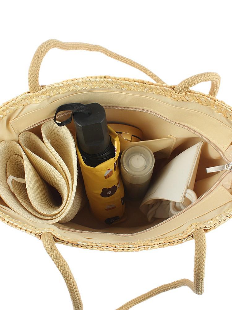 2025 Summer Women's Large Capacity Woven Straw Beach Shoulder Bag