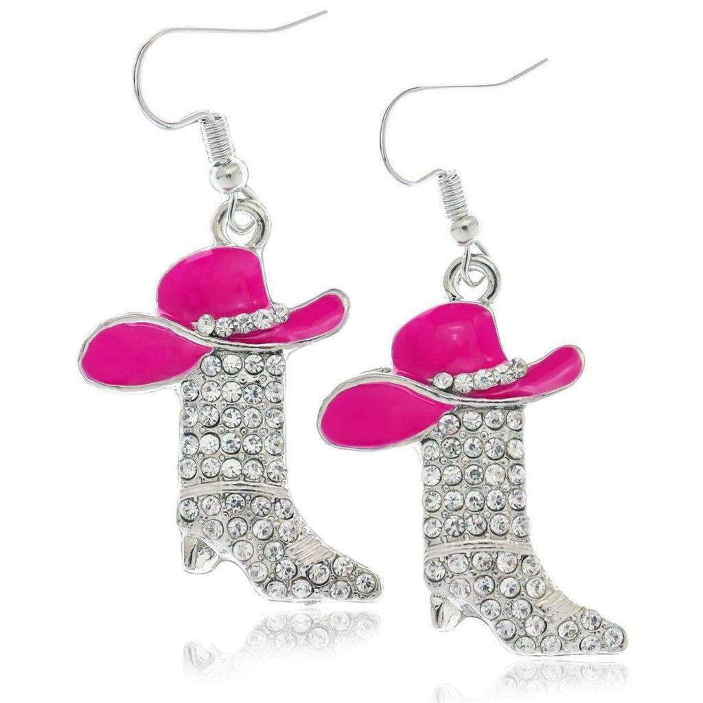 Cross-Border Alloy Rice Bead Stud Earrings: Christmas Boots & Western Cowboy Hat Dangles