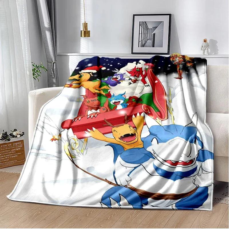 Japane Cartoon D-Digimon Throws Blanket Sofa Hiking Picnic Super Soft Quilt Bed Thermal Cute Anime Flannel Blanket Birthday Gift