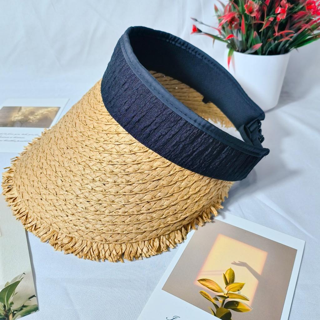 Empty Straw Hat Summer Sunscreen Hat Women's Small Face Big Brim Sun Hat Outdoor Hat New Straw Weaving