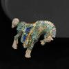 SKEDS Vintage Baroque Animal Brooches Large Size Horse Pins Mid-Century Creative Design Jewelry Shiny Rhinestones Corsages