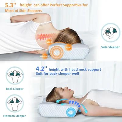 Ergonomic Memory Foam Neck & Cervical Support Pillow, Adjustable Ergonomic Contour Support Cervical Pillow Slow Rebound