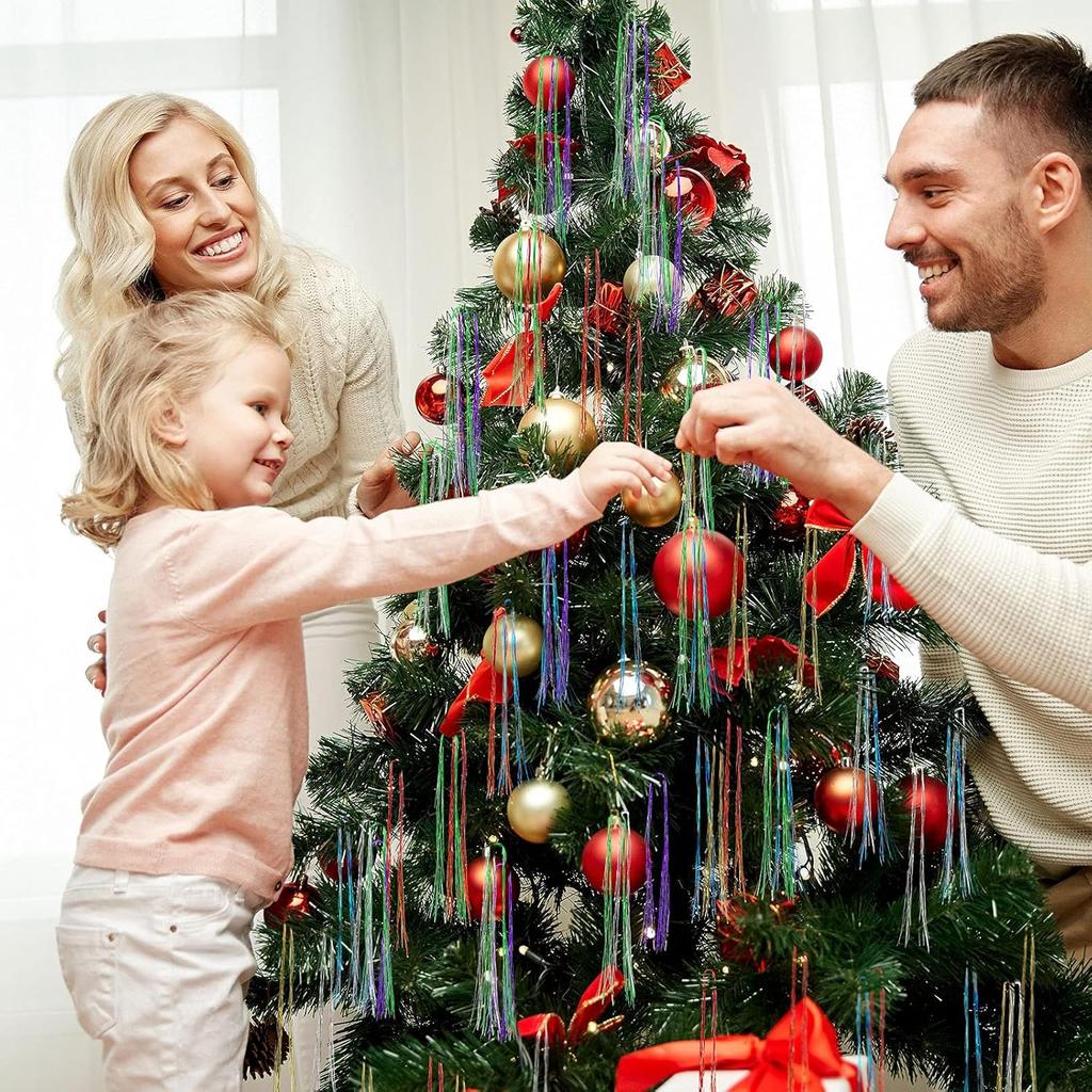 Neue 3000 Stränge Eiszapfen schillernde Lametta Folienfransen Girlande für Weihnachten Weihnachtsbaum Abschlussfeier Partyzubehör Feiertagsdekorationen