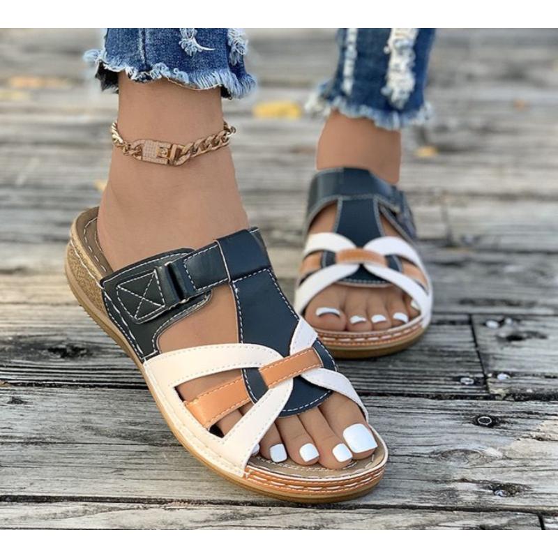 

Новые летние женские босоножки на танкетке, премиальные ортопедические босоножки с открытым носком, винтажные противоскользящие повседневные женские туфли на платформе в стиле ретро 43 королевский синий