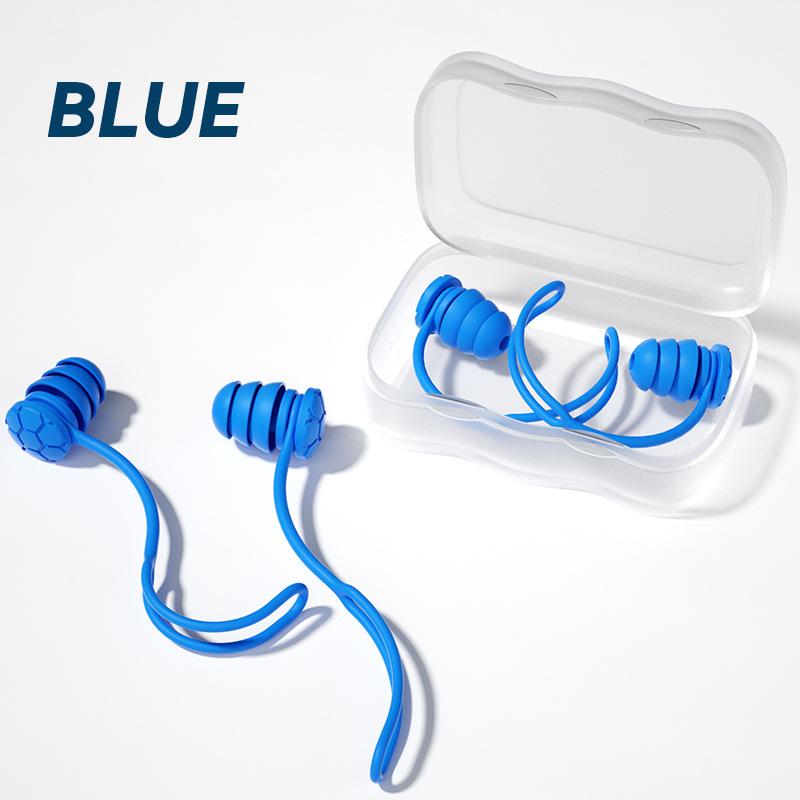 Schwimm-Ohrstöpsel mit Seil Wasserdicht 3-lagig Geräuschunterdrückung Zum Schwimmen Schlafen Ergonomisches Design Mit Lanyard Leine Anti-Verlust