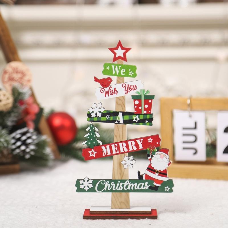 Festival Wood Christmas Decorations Christmas Tree Crafts Tabletop Centerpieces for Indoor Home Shops Decorations