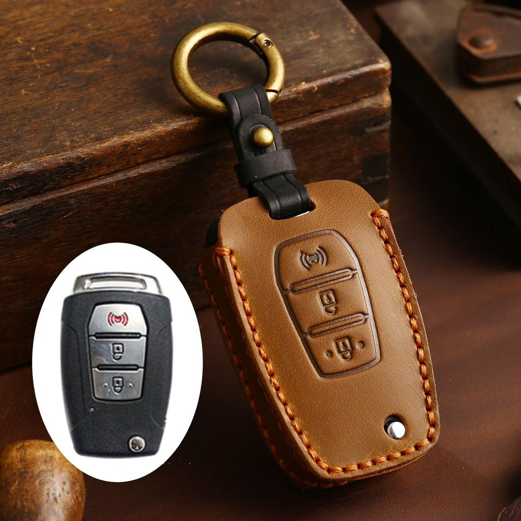 Car Key Cover Is Suitable for Korean Ssangyong Car Special Key Bag Protective Case Buckle Leather