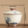 Pile Carved Wave Gaiwan Hand-painted Ceramic Tea Tureen Chinese Kung Fu Tea Brewing Bowl Teaware Master Cup Teacups Gift Box