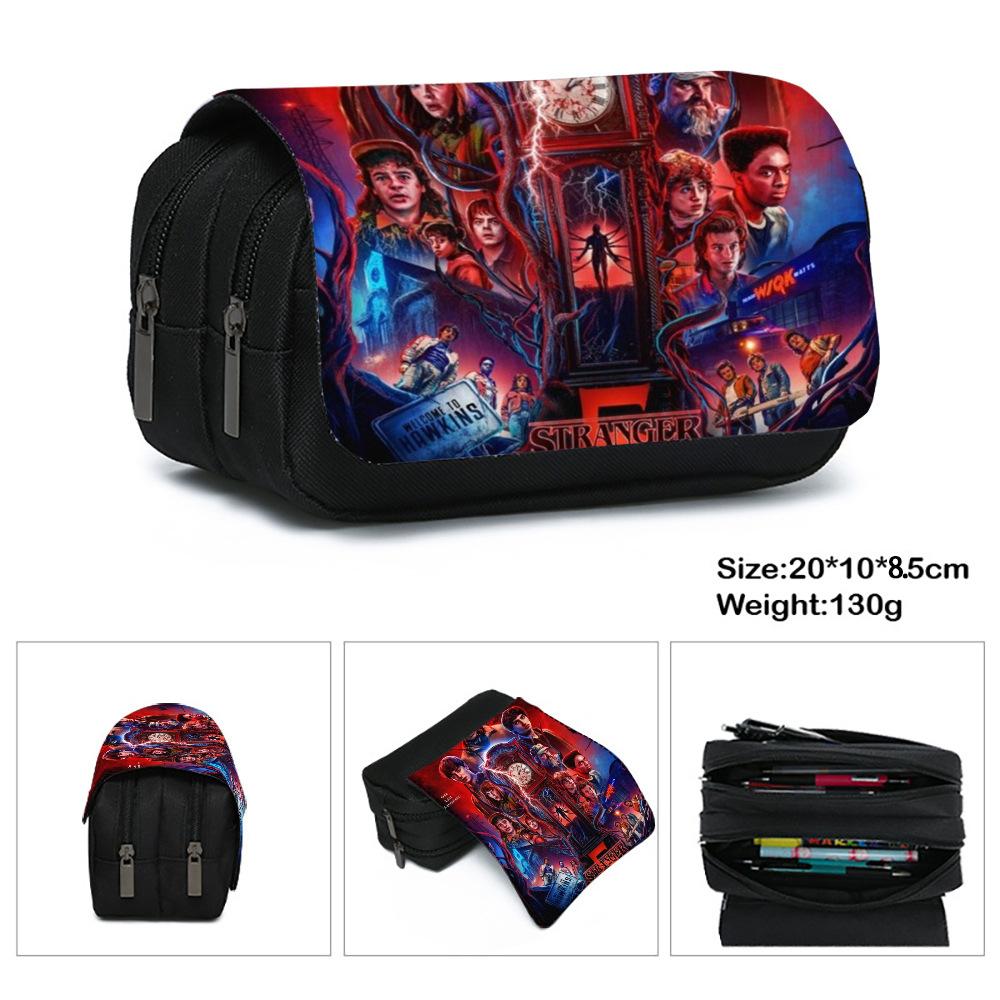 Stranger Things 5 Pencil Case, Large Capacity Multi-Layer Storage, Wear-Resistant Oxford Cloth Student Stationery Bag