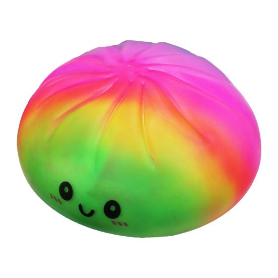 Smiling Steamed Bun Stress Ball with Steamer Anti-Anxiety Cartoon Dumpling Squeeze Toy Soft Simulated Dough Ball Fidget Sensory Toy