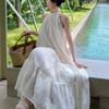 Temperament Bohemian Seaside Resort Style Sexy Loose Hanging Neck Character Embroidery Sleeveless Midi Dress Women Summer 2026