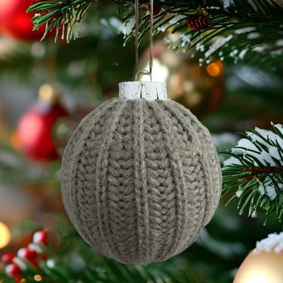 Crochet Ball Christmas Ornaments Handmade Knitted Ball Christmas Tree Ornaments Rustic Hanging Decoration for Winter Holiday Home Decor