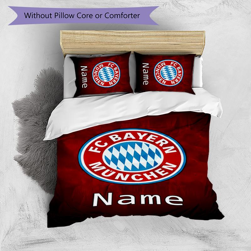 3pcs Custom Name Bayern Munich Bedding Set Duvet Cover Closure Includes 1 Duvet Cover & 2 Pillowcases for All Seasons Bedroom Decor