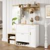 4-piece coat rack set – with shoe cabinet, bench, wall coat rack & mirror, complete hallway furniture set, dimensions: W139.5 x D35 x H166 cm