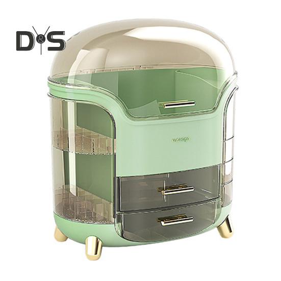 

Ящик для хранения косметики, пылезащитный, водонепроницаемый, органайзер для макияжа, большая вместимость, ящики, переносная ручка, прозрачная крышка, витрина для средств по уходу за кожей, для столешницы зелёный