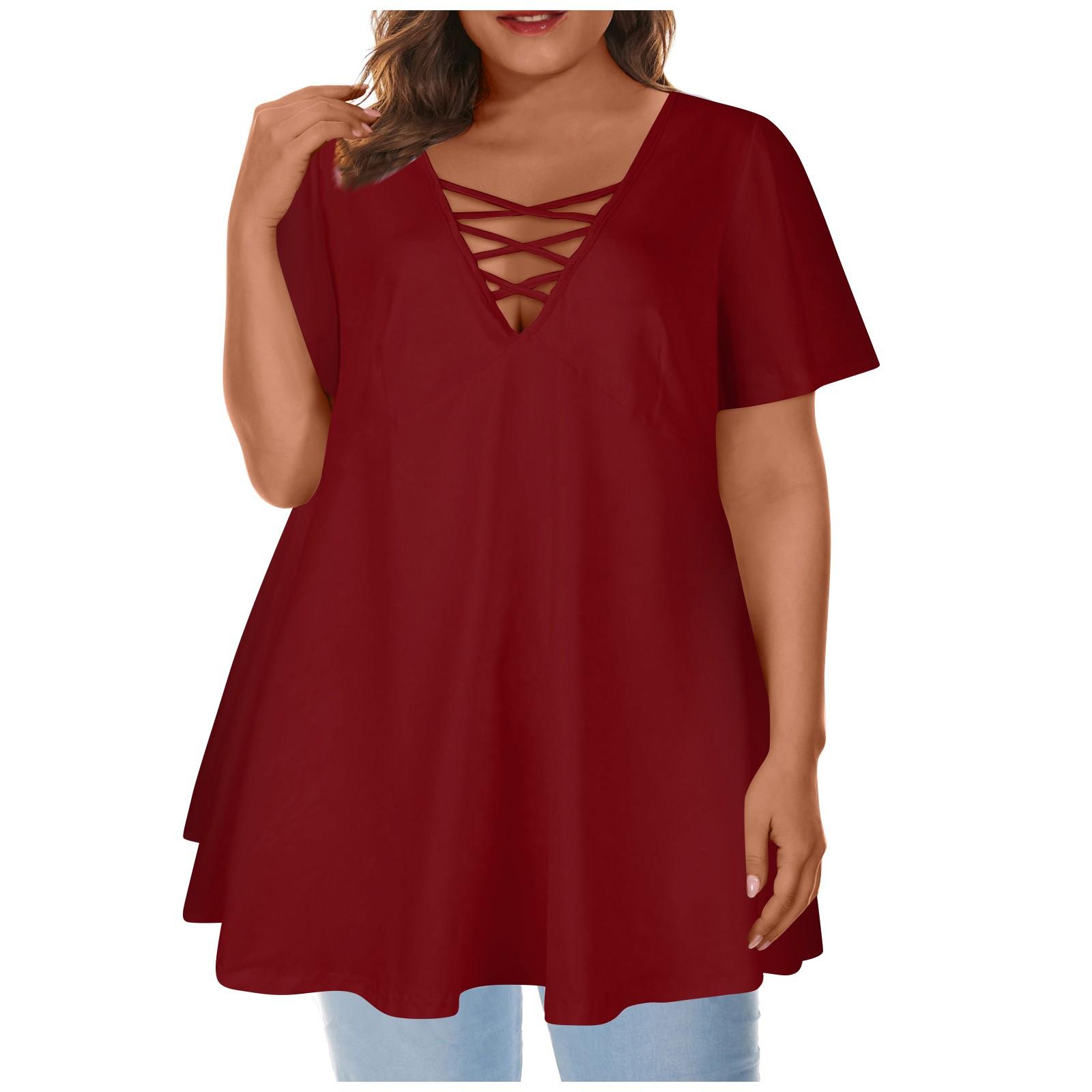 Женский большой топ с круглым вырезом — фото 10