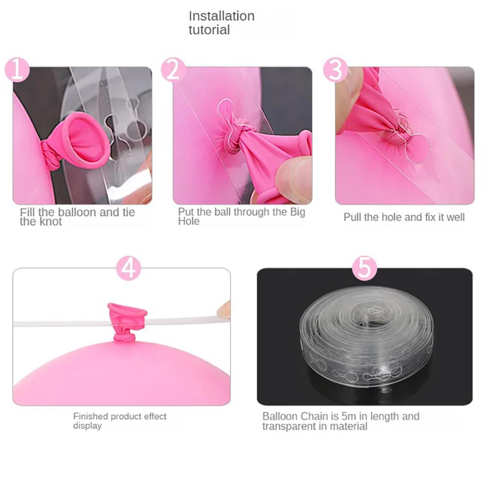 5M Transparent Balloon Chain Strip for Arch Garland Wedding Birthday Decor Baby Shower Balloons Accessories DIY Party Supplies 5