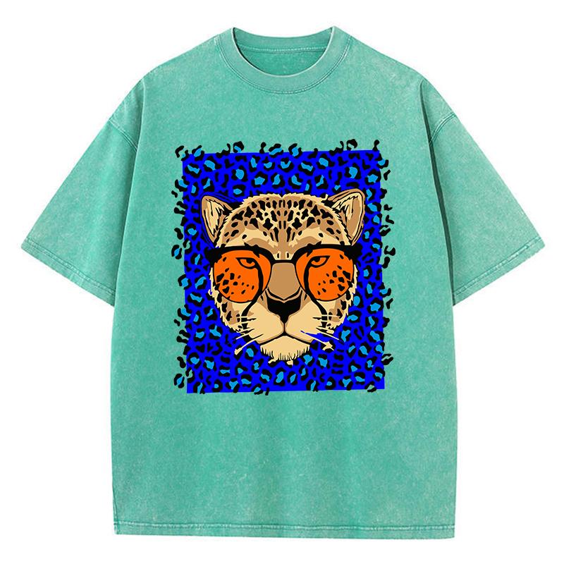 

Женские футболки с мультяшным комиксным принтом гепарда, с коротким рукавом, хлопковые, состаренные, оверсайз, с круглым вырезом, топы, уличная одежда 3XL