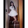Academy Style Bubble Sleeve White Moonlight Dress Women's Summer Beautiful First Love Princess Dress Waist Pleated Fluffy Skirt